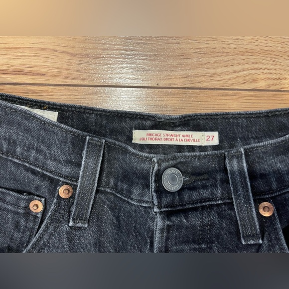 Levi's Ribcage High-Rise Straight Soda spring black Jeans sz 27 and 27 long - Picture 6 of 12